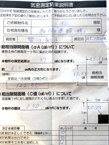 気密測定結果