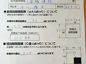 気密測定結果